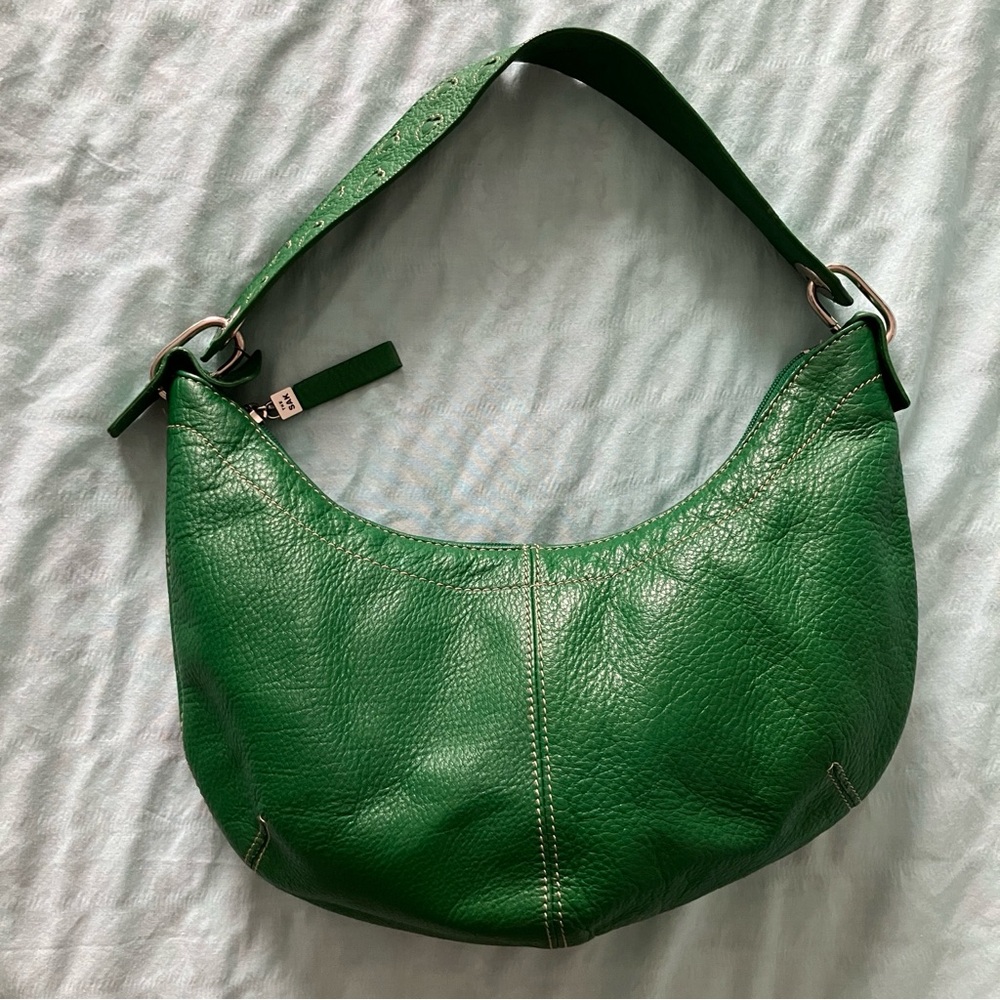 The Sak Green Genuine Leather Hobo Bag Vintage Y2K